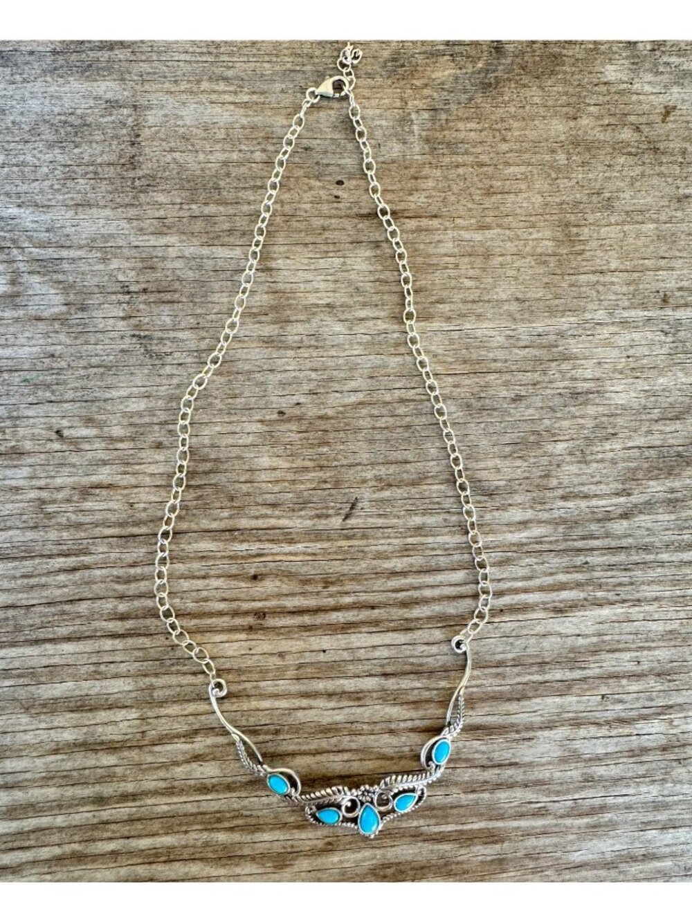 Carolyn Pollack American West Sleeping Beauty Turquoise Necklace Sterling 925